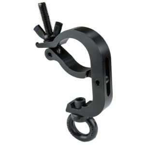 Couplers for Tube Ø 60mm |   Slim Handcuff Clamp with Eye Ring for 60mm Tube – Black Couplers & Clamps Black