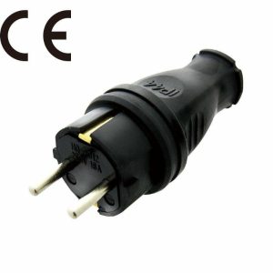 Schuko Connector |   Schuko Connector Inline Male (Rubber) Power Black