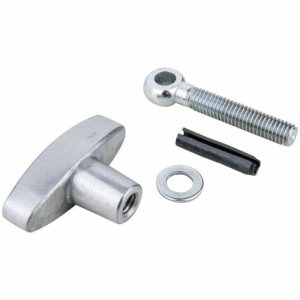 Speed Wing Nut |   Eyebolt With Aluminum Casting Stud  3/8″-16F & 3/8″-16F Adapters Silver